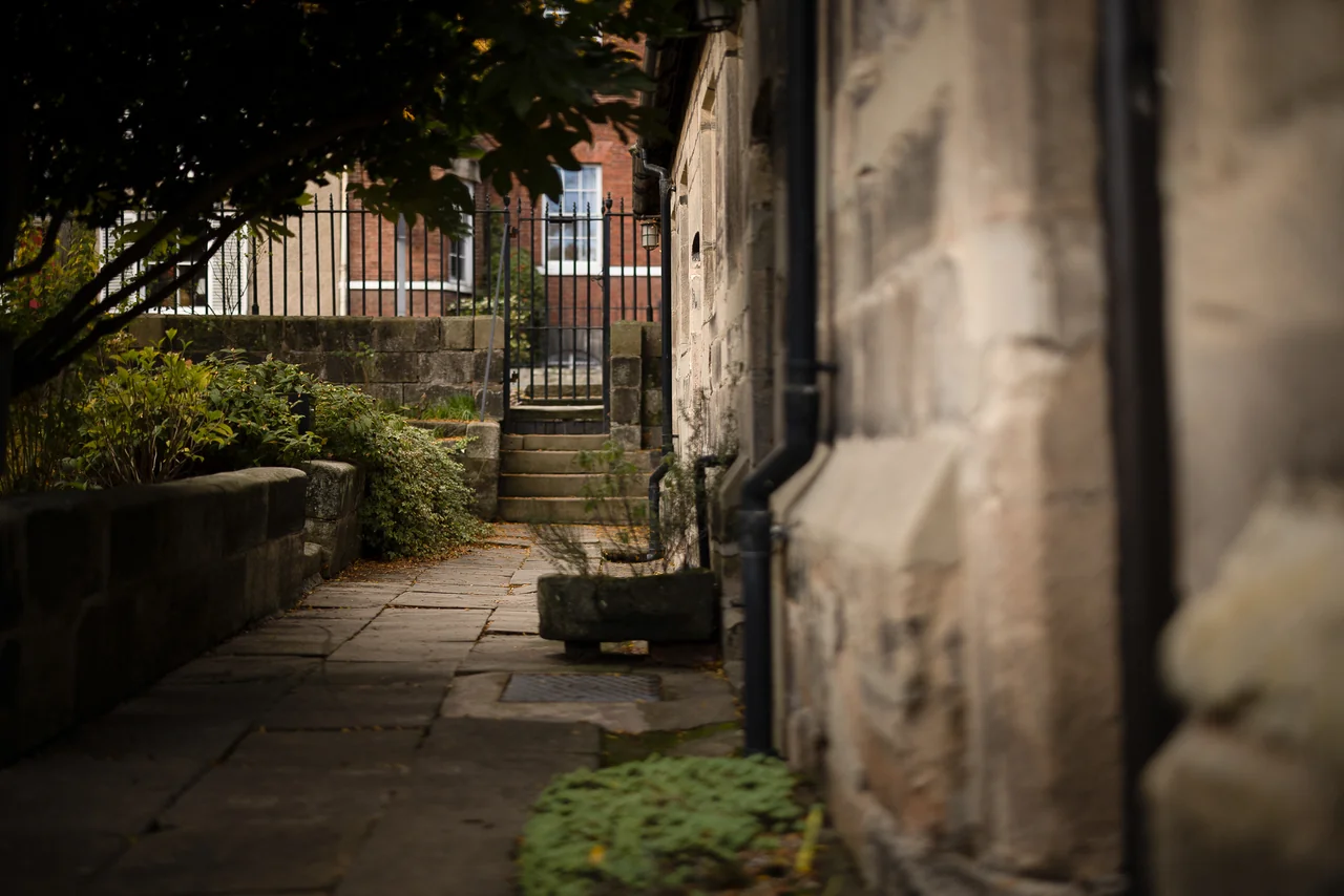 Garden path beside the cottage at 42 Church Street