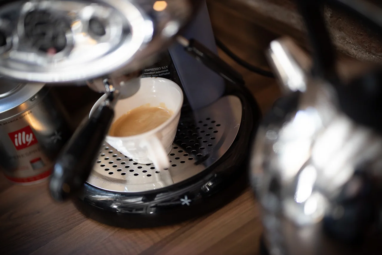 Fresh coffee from the espresso machine at 46 Church Street