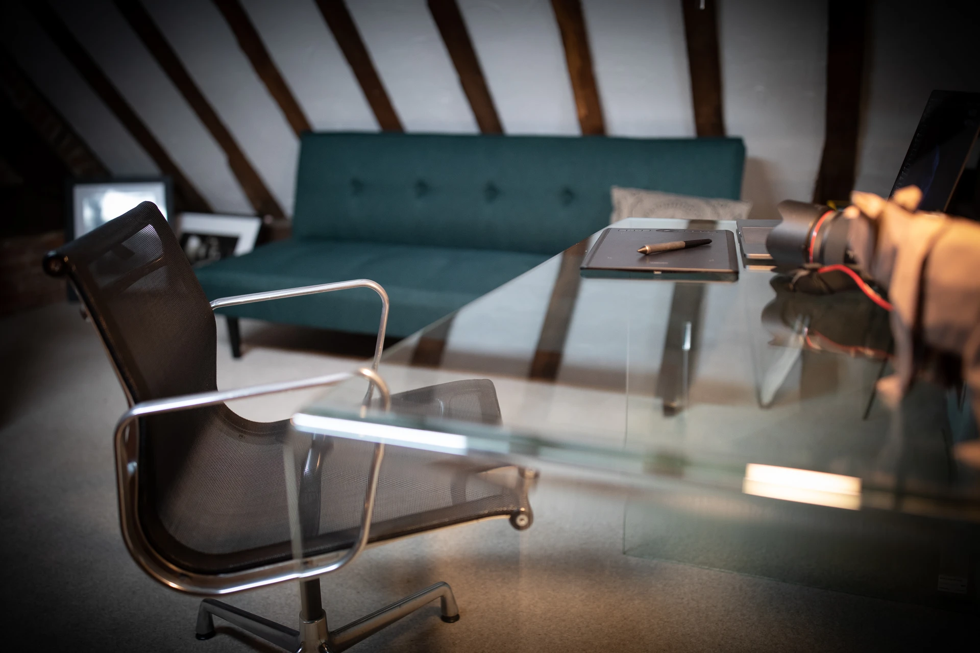 Upstairs desk and sofa at 46 Church Street, Ashbourne