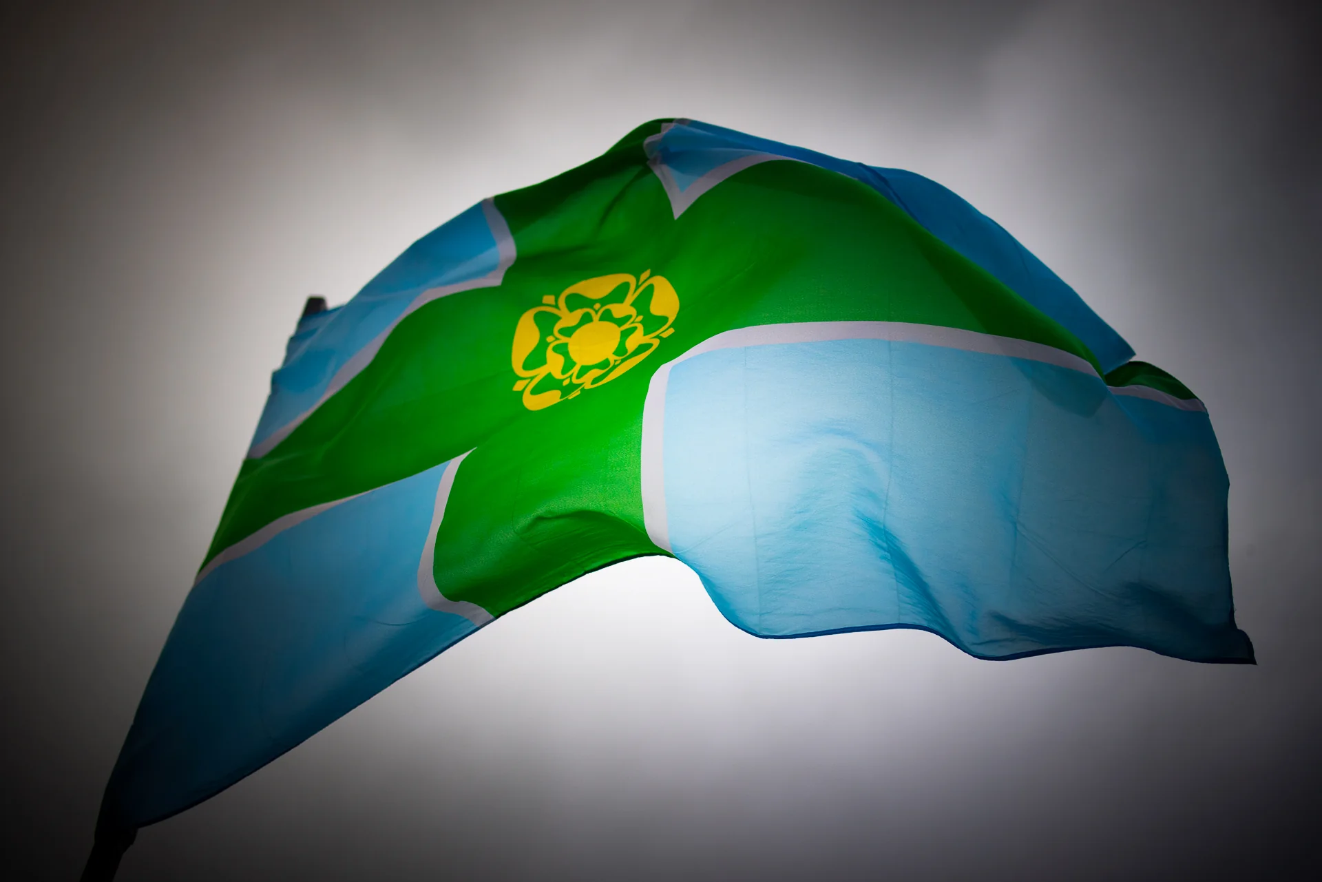 Derbyshire flag flying in the breeze